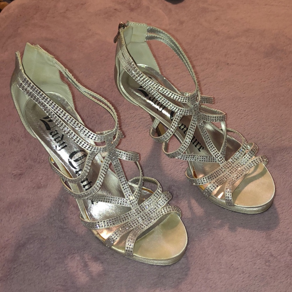 Silver Rhinestone Gladaitor Heels